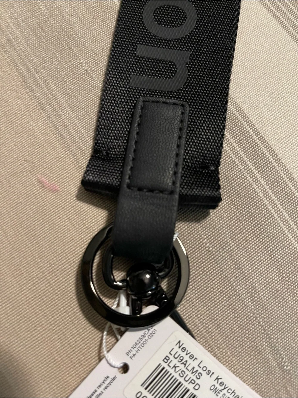 lululemon athletica Black Branded Key & Card Holder Strap
